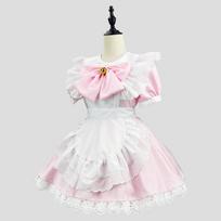 Adorable Pink Lolita Maid Dress With Bow Headpiece And Apron For Anime Fans S rožinė