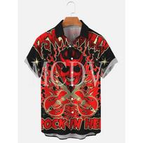 New Black and White Skeleton Rose Shirt Breathable and Versatile Niche Dark Top 3XL black