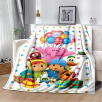 3D Linksmas P-Pocoyo Elly Pato Animacinis pledas, Minkštas apklotas namams, miegamajam, lovai, sofai, iškylai, kelionei, biurui, vaikų dovanai 75x90cm( 29x35in ) white