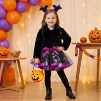 Girls Halloween Dress and Headband 2-Piece Set for Costume Party 100 black