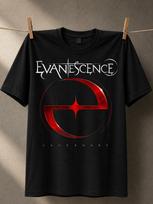 Evanescence Sanctuary Minimalistiniai gotiški raidės Su dideliu raudonu užtemimo simboliu Ir ryškiais tarpais Unisex Visi Marškinėliai S gray