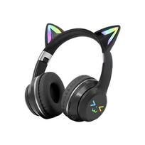 Gradiento belaidės ausinės RGB Mielos katės ausinės Bluetooth ausinės su mikrofonu Stereo muzikos žaidimas Ausinės mergaitėms vaikams Dovanos juoda