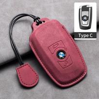 Suede Leather Car Smart Key Case Fob Cover Shell For BMW 1 2 3 4 5 6 7 Series X1 X3 X4 F26 F30 F34 F10 F07 F20 Z10 X5 X6 F36 F25 pink