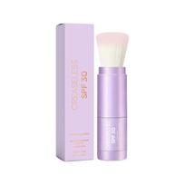 Mineral sunscreen setting powder, broad-spectrum UVA/UVB protection, gentle and hypoallergenic, comes with a built-in brush light purple gray