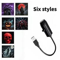 USB Projektorius Šviesa Helovinas Vaiduoklis Kaukolė Naktinė Lempa Keičiamas Raštas LED Projektoriaus Lempa Kambario Luboms Langams Sienoms Dekoruoti Halloween N6 black