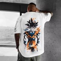 Ragon Ball Goku 2026 Men's T-Shirt DJapanese Anime Hot Blood Classic Portrait Cotton High Street Unisex Harajuku Y2K S gray