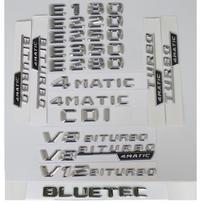 3D chromo sidabro raidės Mercedes Benz W212 W213 E300 E320 E340 E350 E400 E430 E450 E500 E550 AMG CDI BLUETEC 4MATIC ženklams C G I