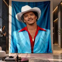 Wall Hanging Tapestry,Bruno Mars Printed Fabric Backdrop For Dorm Room Party Decoration 130cmx150cm brown