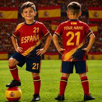 2026 m. vasaros Ispanijos futbolo marškinėliai Jaunimo futbolo marškinėliai berniukams mergaitėms Futbolo marškinėliai žygiams Sportinis marškinėlis Šortai Dviejų dalių komplektas 160