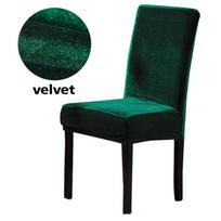 Valgomojo kėdės užvalkalas Velvetinis Minkštas Tamprus Užvalkalas Apsauga nuo Dulkių Sėdynės Užvalkalas Vestuvėms Viešbučiui Virtuvei Banketui Svetainei Nuimamas Universal tamsiai žalia spalva