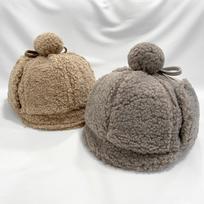 Moterų kasdienė pliušinė kepurė su ausų atvartais Beige gray