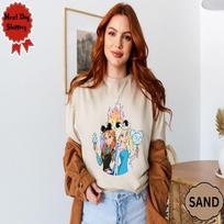 Summer Fashion Mickey Tshirt Yk Minnie Mouse Hat Printed cotton printed Tshirt Womens Loose Disney Tshirt 4XL beige