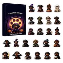 Halloween Advent Calendar Acrylic Dog Figurine for Holiday Countdown Decoration One Size black