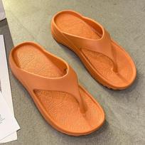 Unisex Outdoor Flip-flops Thickened Wedge Sole Soft Bottom Anti-slip Couple's Beach Clip-toe Sandals 43-44 oranžinė