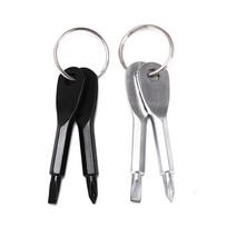2Pcs/Set Multi Tool Key Ring Screwdriver Outdoor Pocket Tool Set With Keychain one size gray