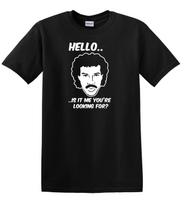 LIONEL RICHIE HELLO .is it me you're looking for? Heavy Cotton t-shirt ALL SIZES Unisex T-Shirt L black
