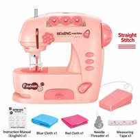 with Lights Kids Electric Sewing Machine Portable Children Sewing Machine Toy Sewing Machine  Kids style A Pink beige