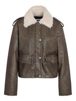NOISY MAY Žieminė moteriška striukė, NMSHELLY TEDDY COLLAR PU JACKET