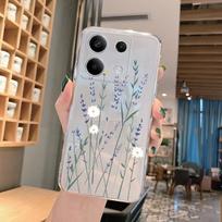 Gėlėtas minkštas permatomas silikoninis telefono dėklas skirtas Xiaomi Redmi Note 13 Pro, Redmi 13C, apsaugantis nuo smūgių, guminis buferis Xiaomi 13T gray