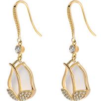 Elegant Tulip Flower Earrings - S925 Silver Needle for Women beige