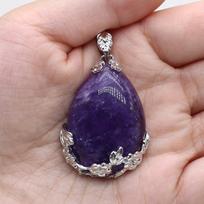 1Pcs Lot Natural Stone Pendant Drop-shaped Crystal Quartz Amethyst Malachite Agate Charms for Jewelry Making DIY Necklace Accessories 27×38mm KTJ gray
