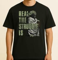 Star Wars Yoda Real The Struggle Is Graphic Unisex T-Shirt XXL gray