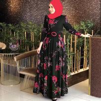 Moteriška rudeninė musulmonė Kaftan Abaya Solid Elegantiška Dubajaus islamo kieto maišo marškinėlių suknelė S raudona