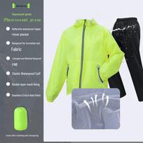 Unisex neperšlampamas lietpalčio ir kelnių komplektas dviračių sportui, motociklizmui ir žygiams - Dvisluoksnis su apsauga nuo saulės. 3XL yellow