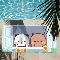 Cute Bubu Dudu Towel Shower Sauna Travel Spa Quick Dry Gym Accessories Soft Beach Towel STJ40X70CM white