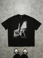 Los Angelesas LA raidės Rankos gestas Logotipo spaudinys Laiski, didelio dydžio, unisex marškinėliai XXXL white