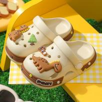 Mieli Dinzaurai Vaikams Vasariniai Mediniai Batai Vasaros EVA Minkštas Padukas Neslystantys Kūdikio Sandalai Daugybei Vaikų Paplūdimio Baseino Batai 26-27【suitable for foot length 170】 tamsiai ruda spalva