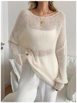 Sheer Bell Sleeve Knit Top - Lazy Style for Spring & Autumn XXL abrikosas