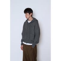Noineta Wool Knit Zip-Up Hoodie Charcoal/Fresh white