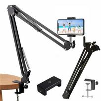 Flexible Arm Overhead Tripod for Phone Desktop Cellphone Bracket for Video Shooting Table Mobile Mount for Filming Recording gray