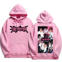 Stray Kids Rock-Star Albumas Dvispusis Grafinis Spaudinys Hoody Unisex Kpop Prekės Atsitiktinis Megztinis Su Gobtuvu Nario Nuotraukų Koliažas Streetwear Viršutinis Drabužis M rožinė