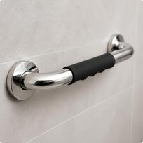 NonSlip Grab Bar with Silicone Grip | Polished Stainless Steel, HeavyDuty Metal Tube, shower 30CM gray