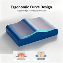 Memory Foam Seat Cushion Non‑Slip Chair Pad for Student Long Sitting S gray