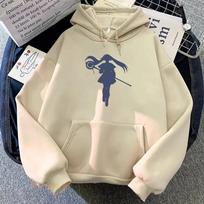 Manga Hoodie Men Frieren Print Hooded Sweatshirts Plus Size Anime Hoody Autumn Winter Casual Pullov M beige