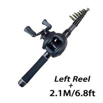 1.5-2.4M Baitcasting Reel Combo Ultralight Mini Fishing Rod Telescopic Fishing Rod  Surf Fishing 2.1m left
