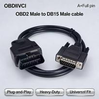 OBDIICAT 1M CAR OBD2 Male To DB15 Male OBDII Extension Diagnostic Tool Cable +16Pin To DB9 1.2m Connector 16 Pin to DB9 Female Code Readers 4 black