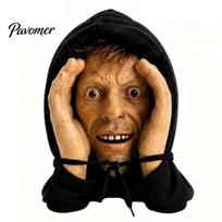 Window Horror Scenes Creepy Prank Mask, Realistic Halloween Scare Prop for Glass Spooky Clings Surfaces, Scary Face Hanging Decoration Haunted A gray