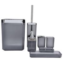 7Pcs Set Plastic Bathroom Accessory Grey Toothbrush Holder Soap Tray Kit for Home Hotel gray