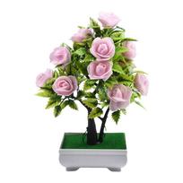 Colorful Artificial Potted Plant Rose Red/purple/pink/yellow/blue Bonsai rožinė