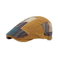 Newsboy Cap Retro Style Adjustable Fit Beret Hat Splicing Design Soft Breathable Sun Protection Hat Daily Wear chaki