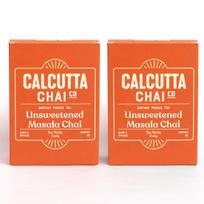 Calcutta Chai Co Unsweetened Masala Chai|Instant Tea Premix|30 Sachets|420 Gram-Pack Of 2|Zero Added Sugar|Made With Assam Tea|Added Natural Spices beige