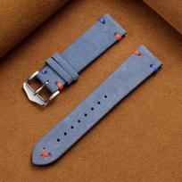 18mm 20mm 22mm Vintage Suede Leather Watch Strap Quick Release Calfskin Watchband Universal Replacement Wristband with Pin Clasp 20mm šviesiai mėlyna spalva