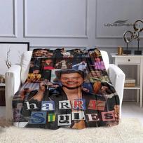 Singer H-Harry-Styles printed blanket picnic blankets Flange warm blanket Soft and comfortable blanket bed linings birthday gift 75cmx90cm gray