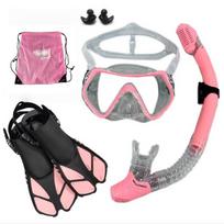 3-Piece Snorkeling Set: Diving Mask, Snorkel, Fins & Backpack S/M (38-41) gray
