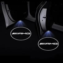 2 vnt. Automobilio LED salono apšvietimo vaiduoklio šešėlio projektoriaus emblemos lipdukai Mercedes Benz AMG W205 W218 W177 W176 W169 A B C UY7 black