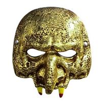 Decorative Gothic Style Masque Scary Halloween Vampire Skull Masque, Horror Half Face Detailed Three Dimensional for Masquerade Party, Costume, auksinė